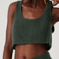 Cashmere Plush Waffle Cropped Tank Top — Dark Cactus