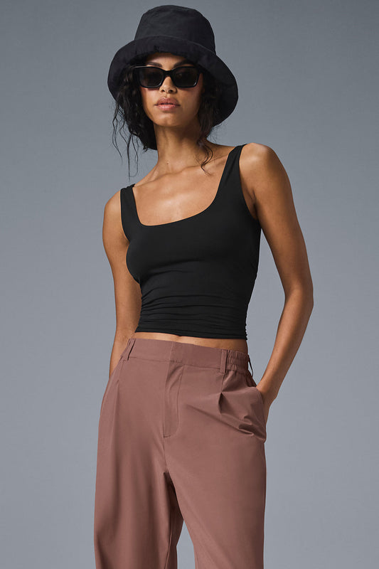 Sheer Glow Tank Top — Black
