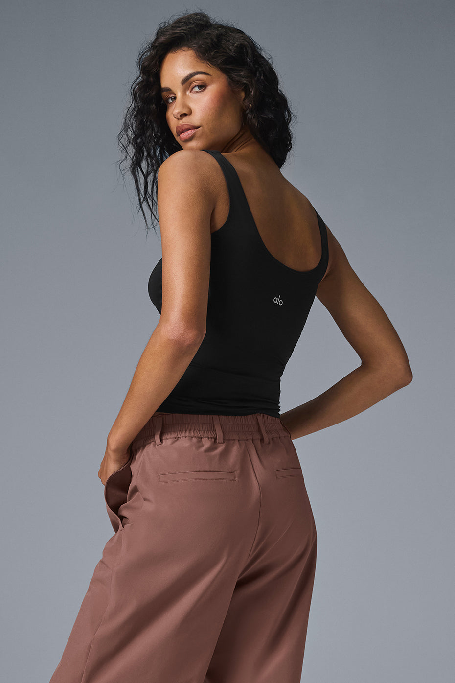 Sheer Glow Tank Top — Black