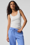 Ribbed Mesh Secret Tank Top — White