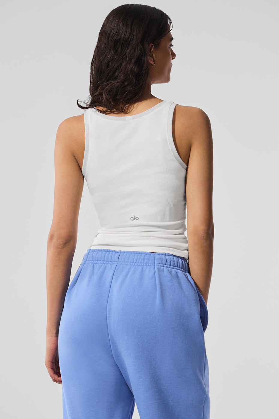 Ribbed Mesh Secret Tank Top — White