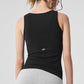 Ribbed Mesh Secret Tank Top — Black