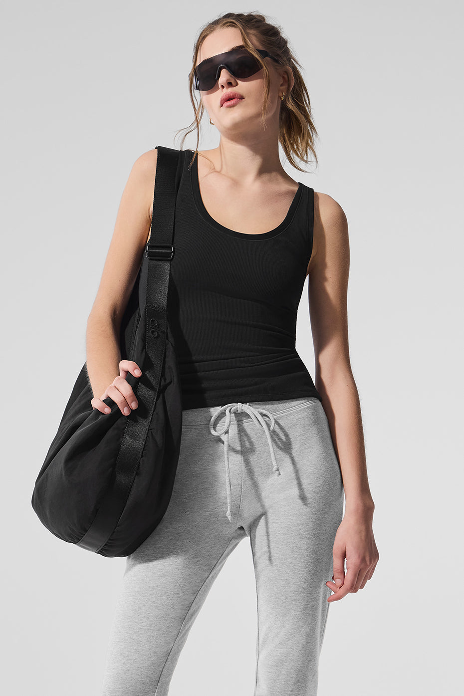 Ribbed Mesh Secret Tank Top — Black