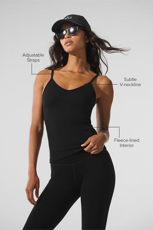 Seamless Winter Warm Plush Tank Top — Black