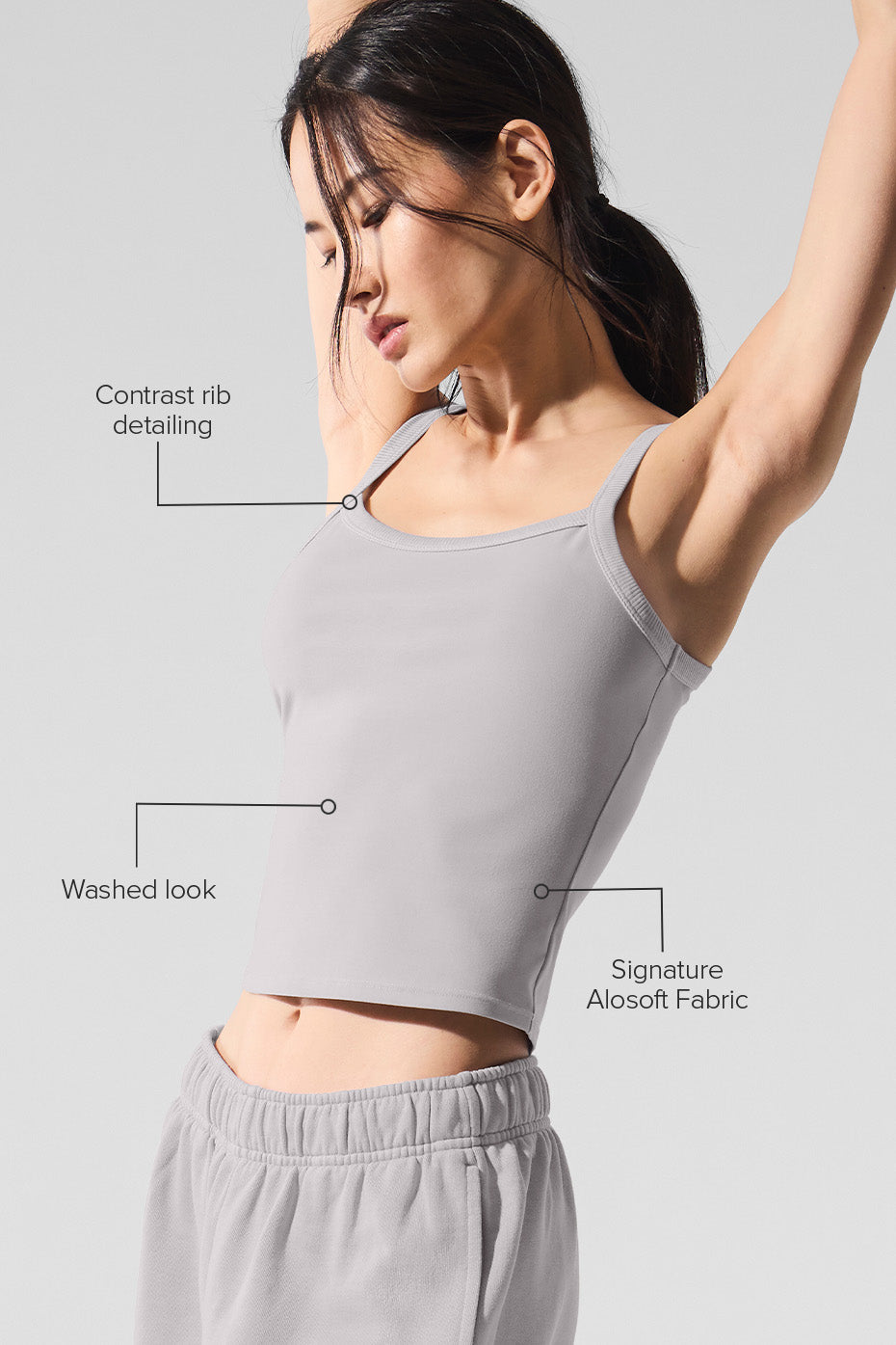 Washed Alosoft Sweet Talker Tank Top — Grey Sky Wash