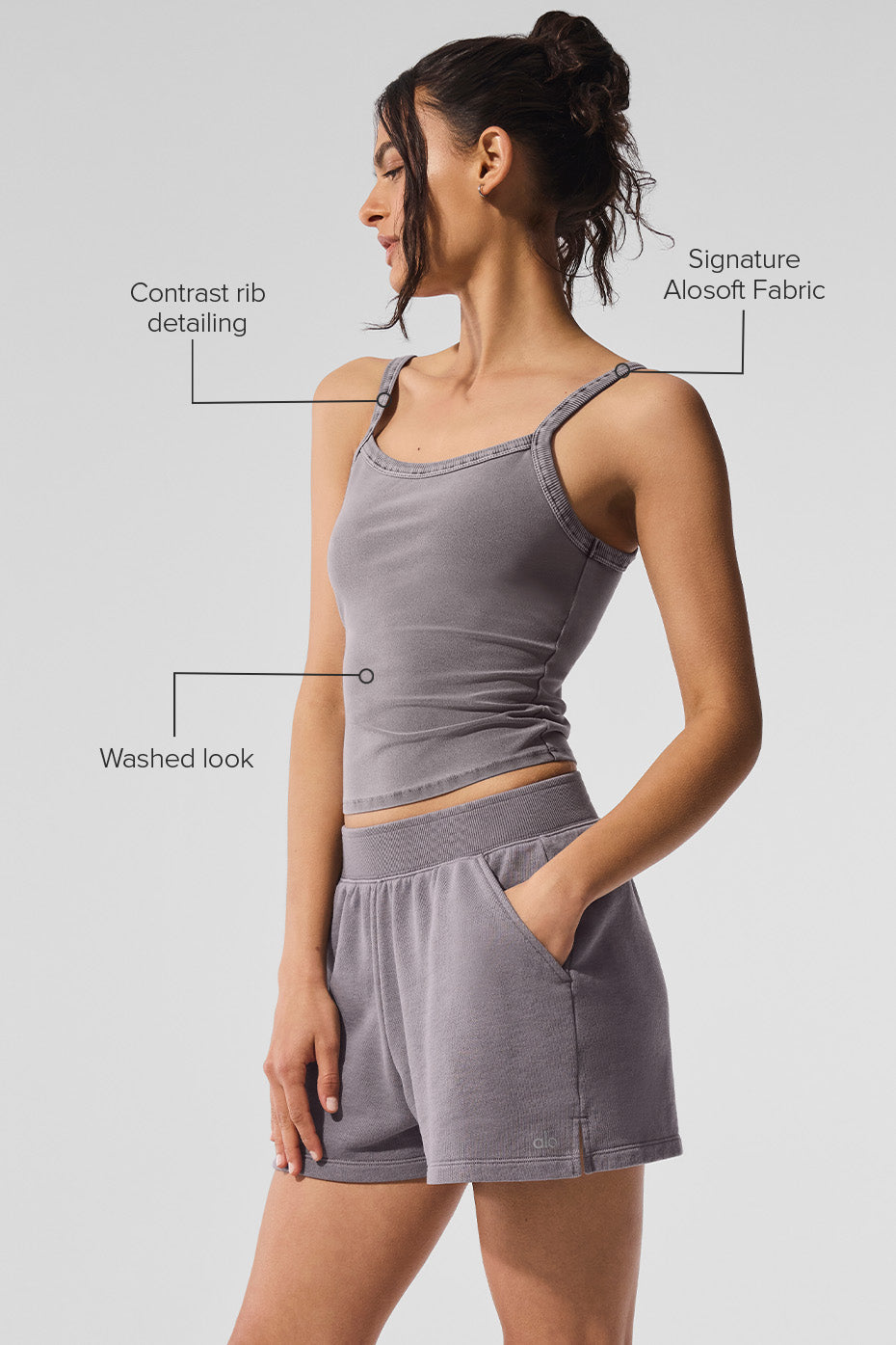 Washed Alosoft Sweet Talker Tank Top — Cool Grey Wash