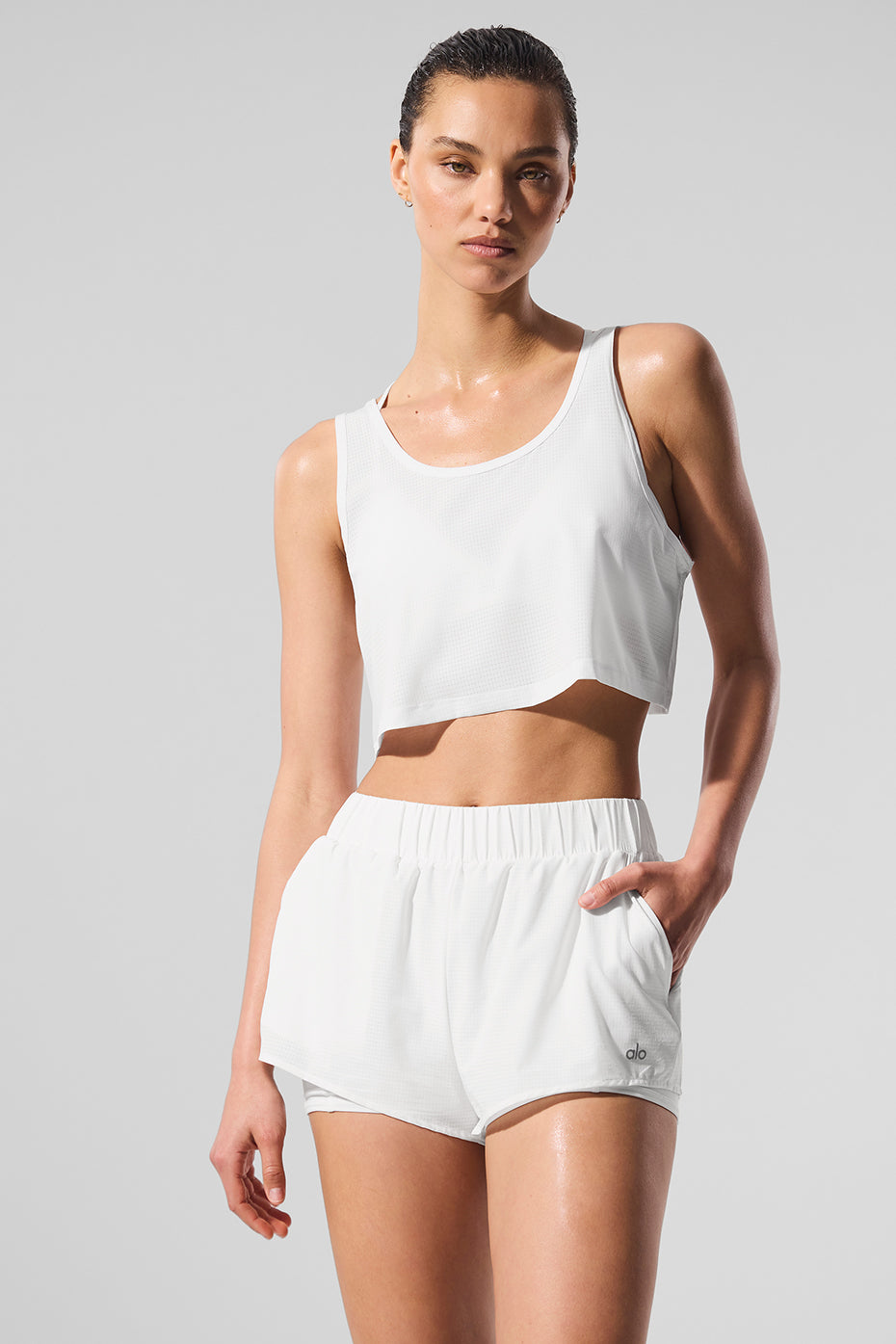 Cropped Sport Star Tank Top — White