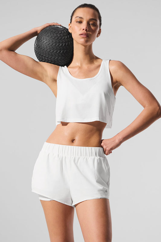 Cropped Sport Star Tank Top — White