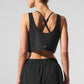 Cropped Sport Star Tank Top — Black