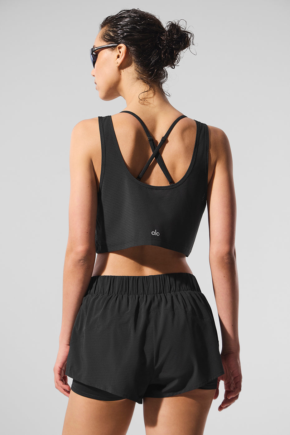 Cropped Sport Star Tank Top — Black