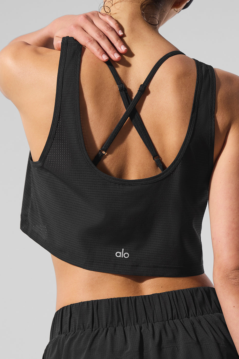 Cropped Sport Star Tank Top — Black