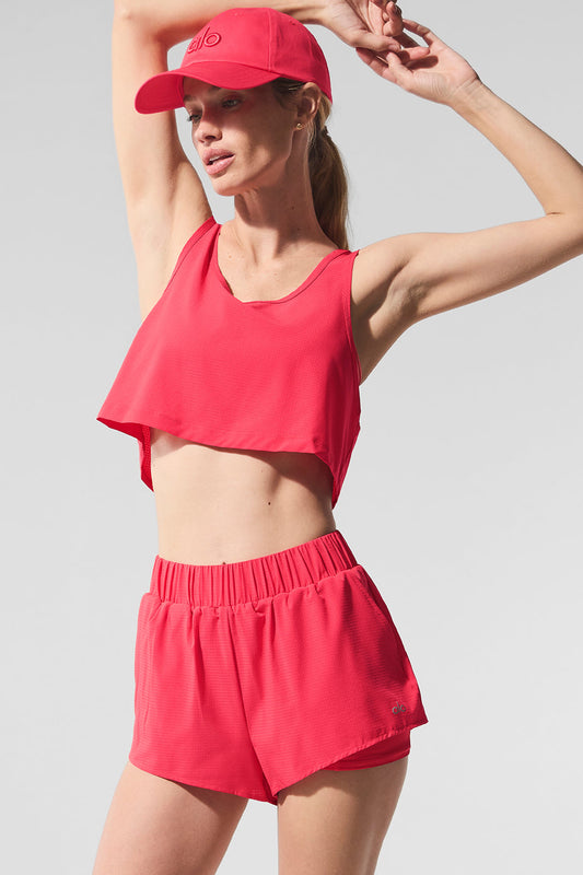 Cropped Sport Star Tank Top — Candy Red