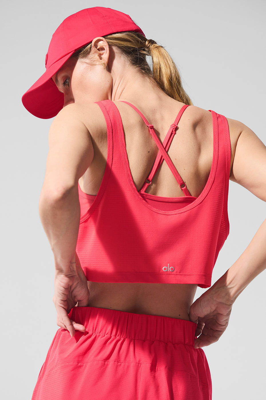 Cropped Sport Star Tank Top — Candy Red