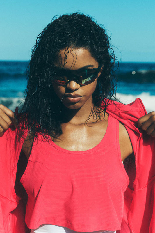 Cropped Sport Star Tank Top — Candy Red