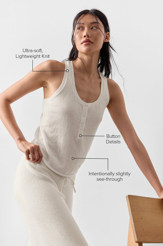 Supernatural Sweater Henley Tank Top — Ivory