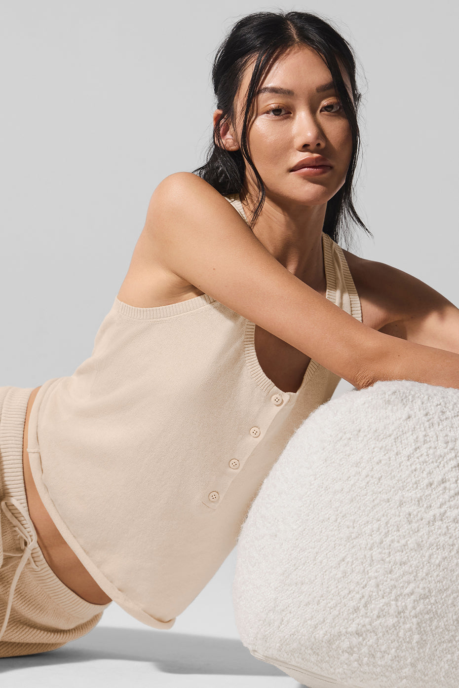 Supernatural Sweater Henley Tank Top — Macadamia