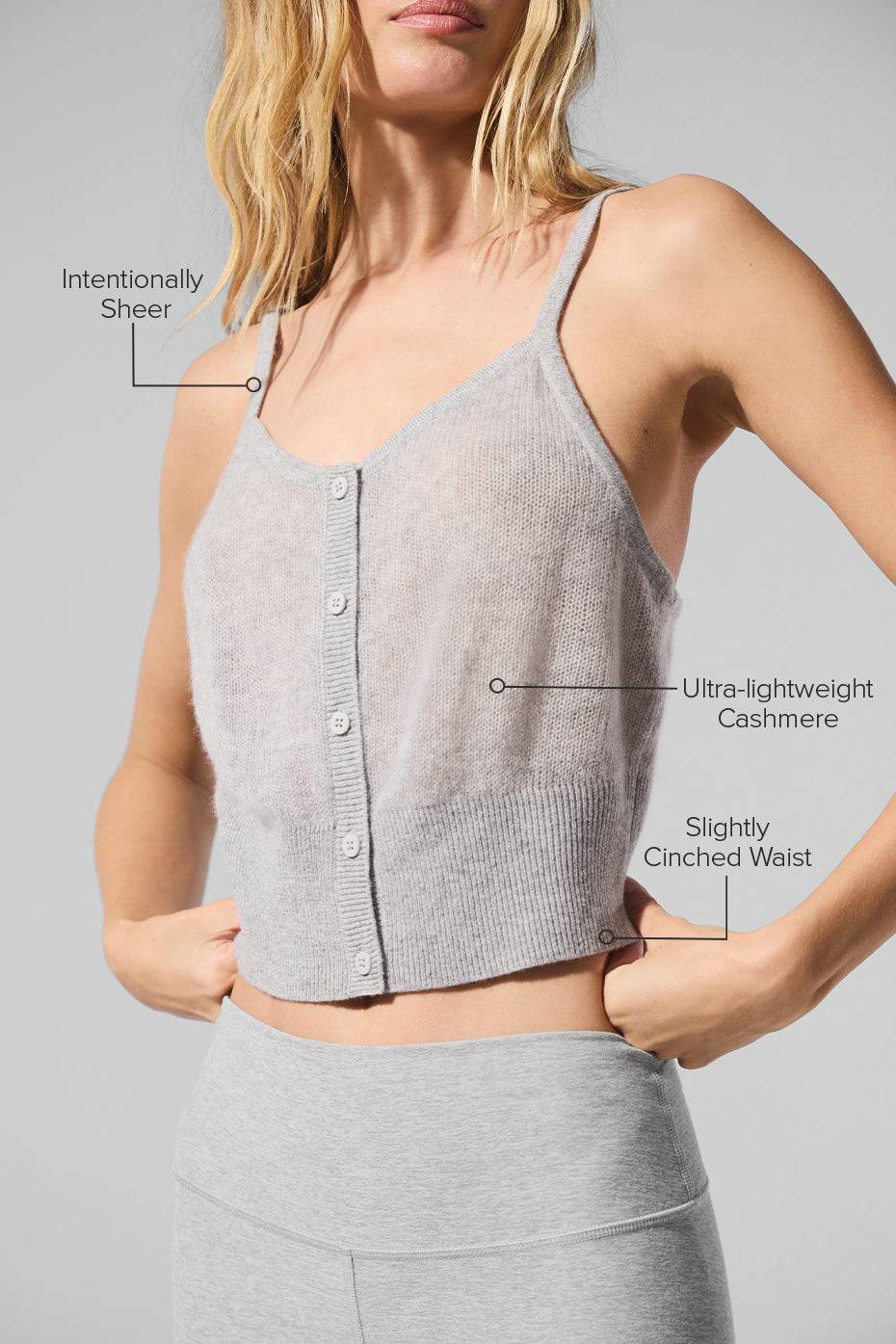 Sheer Cashmere Tank Top — Athletic Heather Grey