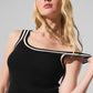 Tennis Club Sweater Knit Tank Top — Black/Ivory