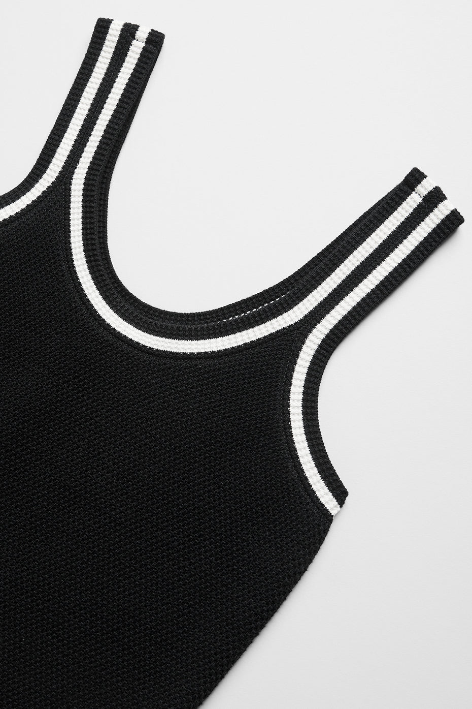 Tennis Club Sweater Knit Tank Top — Black/Ivory