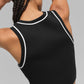 Ribbed Sweater Knit Highline Cropped Tank Top — Black/White