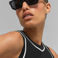 Ribbed Sweater Knit Highline Cropped Tank Top — Black/White