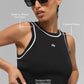 Ribbed Sweater Knit Highline Cropped Tank Top — Black/White