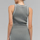 Ribbed Sweater Knit Highline Cropped Tank Top — Lunar Grey/White