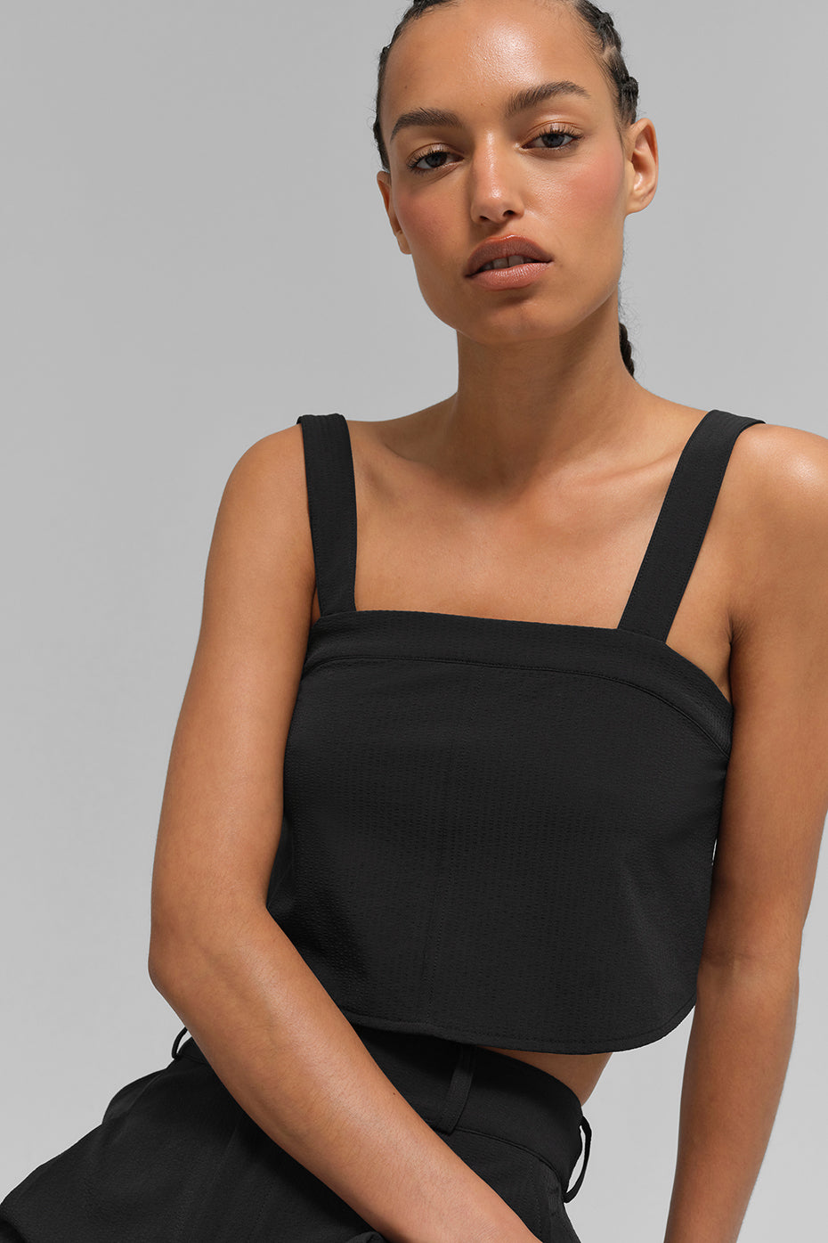 Cropped Dreamscape Tank Top — Black