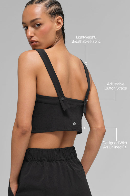 Cropped Dreamscape Tank Top — Black