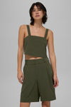 Cropped Dreamscape Tank Top — Green Olive