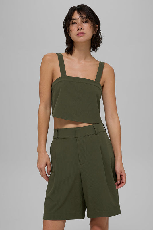 Cropped Dreamscape Tank Top — Green Olive