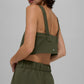 Cropped Dreamscape Tank Top — Green Olive