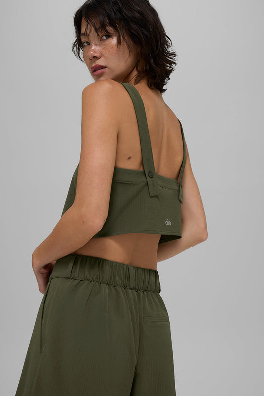 Cropped Dreamscape Tank Top — Green Olive