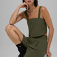 Cropped Dreamscape Tank Top — Green Olive