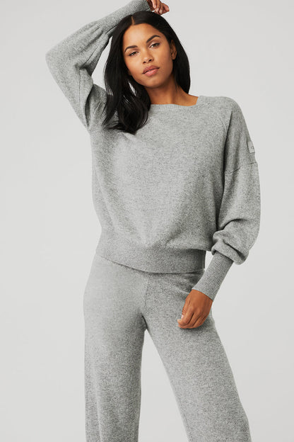 Cashmere Jet Set Crew — Dove Grey Heather