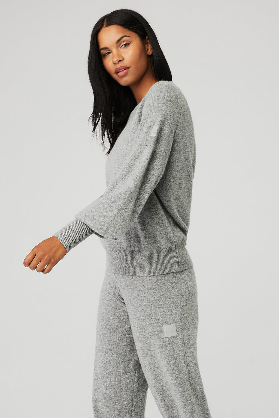Cashmere Jet Set Crew — Dove Grey Heather