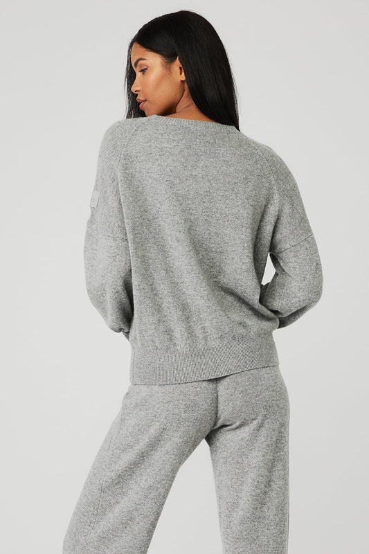 Cashmere Jet Set Crew — Dove Grey Heather