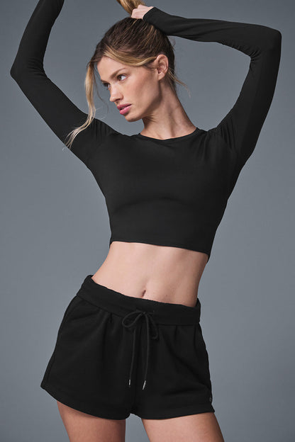 Alosoft Crop Finesse Long‑Sleeve — Black