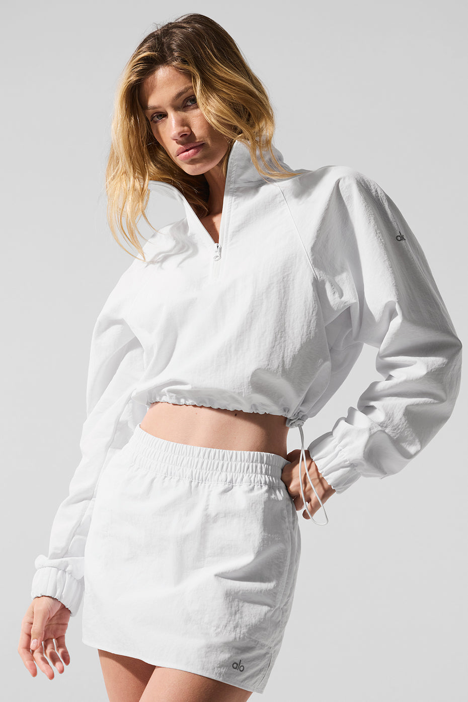 Cropped 1/4 Zip Alumni Crew Sweatshirt — White
