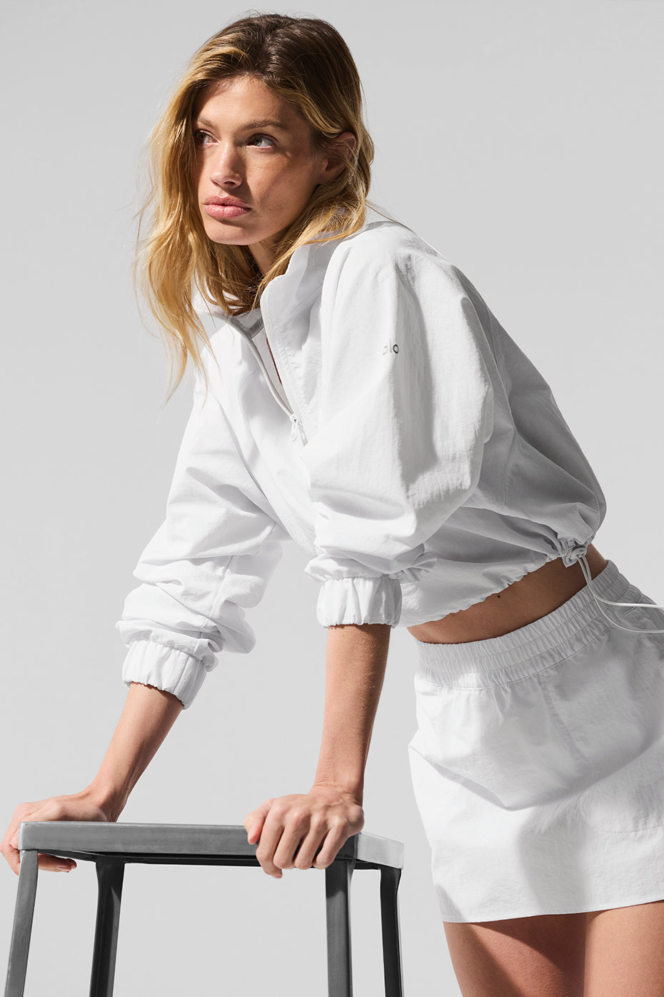 Cropped 1/4 Zip Alumni Crew Sweatshirt — White