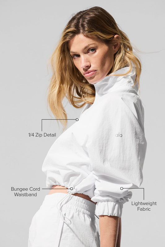 Cropped 1/4 Zip Alumni Crew Sweatshirt — White