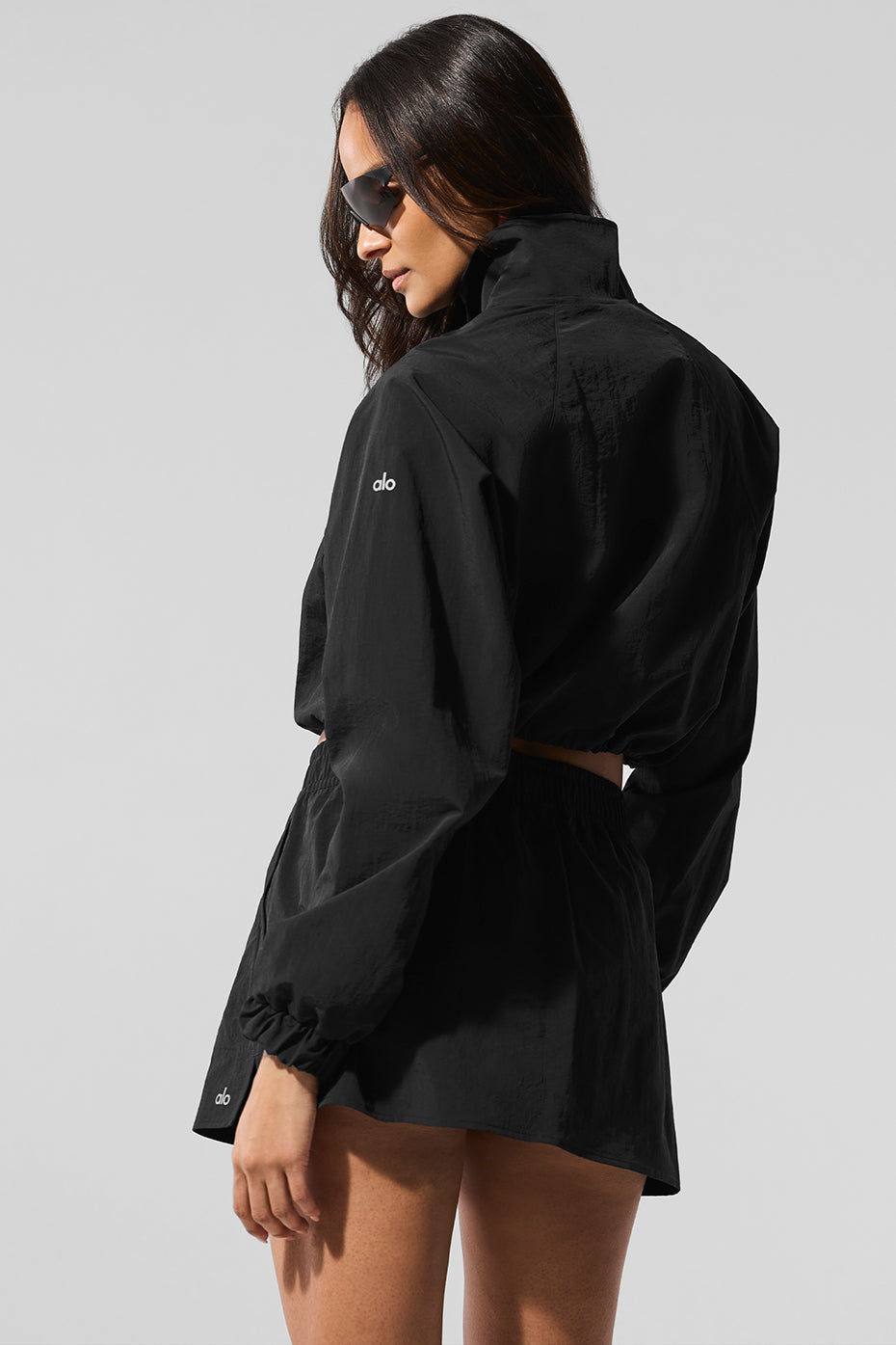 Cropped 1/4 Zip Alumni Crew Sweatshirt — Black