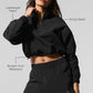 Cropped 1/4 Zip Alumni Crew Sweatshirt — Black