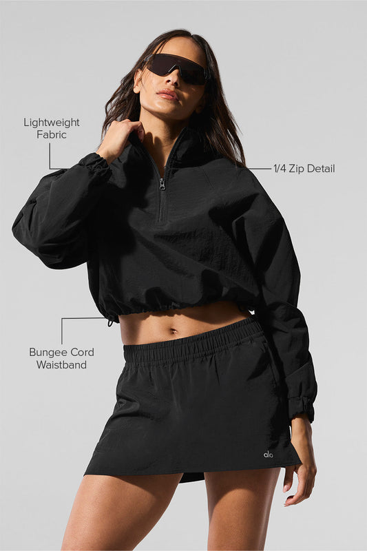 Cropped 1/4 Zip Alumni Crew Sweatshirt — Black