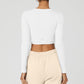 Seamless Ribbed Cropped Serene Long‑Sleeve — White