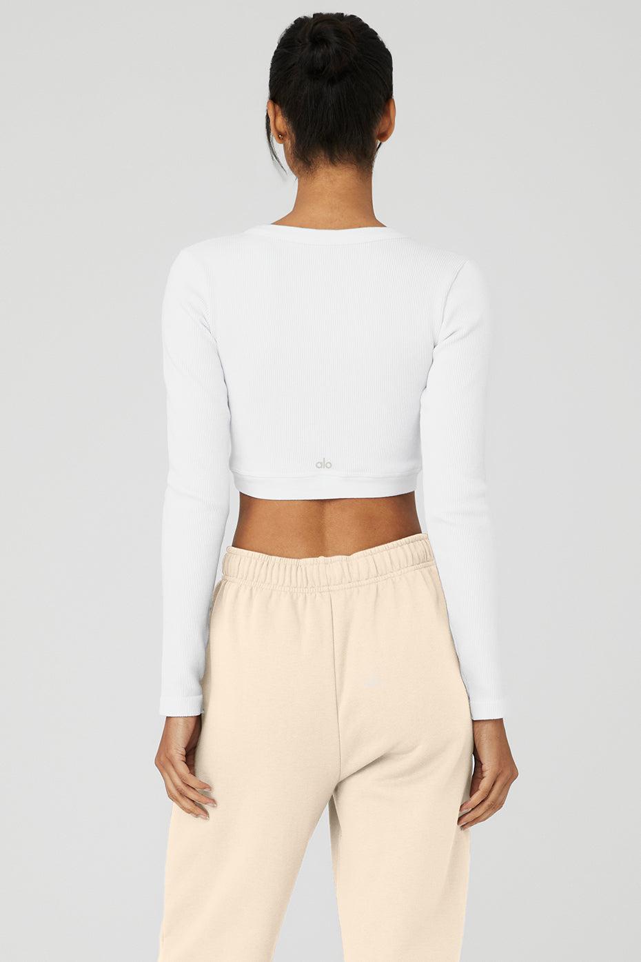 Seamless Ribbed Cropped Serene Long‑Sleeve — White