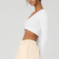 Seamless Ribbed Cropped Serene Long‑Sleeve — White