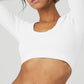 Seamless Ribbed Cropped Serene Long‑Sleeve — White