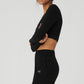 Seamless Ribbed Cropped Serene Long‑Sleeve — Black