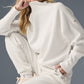 Waffle Weekend Escape Mock Neck Long‑Sleeve — Ivory